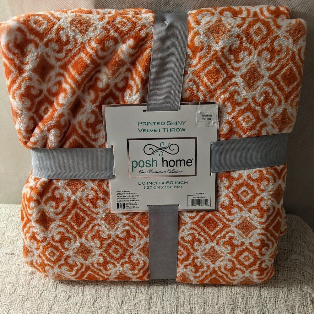 Posh Home Orange Pattern Throw